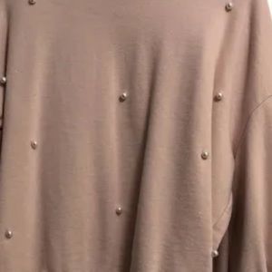 ZARA pearl beaded pink sweatshirt